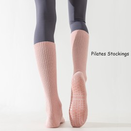 Grip Pilates Socks for Women, Yoga Socks with Grips Non Slip Grippy Pilates Stockings for Barre Reformer Hospital Home (CA/US, Alpha, One Size, Regular, Regular, 1)