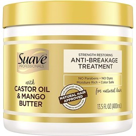 Suave Professionals Dry Hair Mask Hydrating Hair Mask For Natural Hair Castor Oil & Mango Butter No Parabens, No Dyes, Moisture Rich, Color Safe 13.5 oz