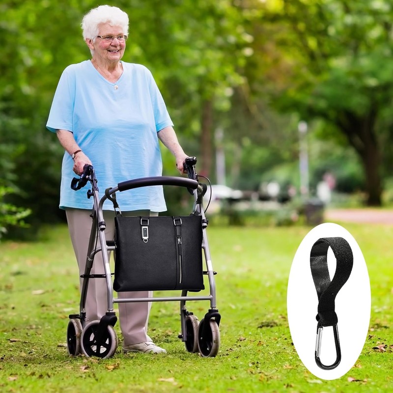 2 Pcs Walker Hook Hanging Multipurpose 360° Rotation Stroller Clip