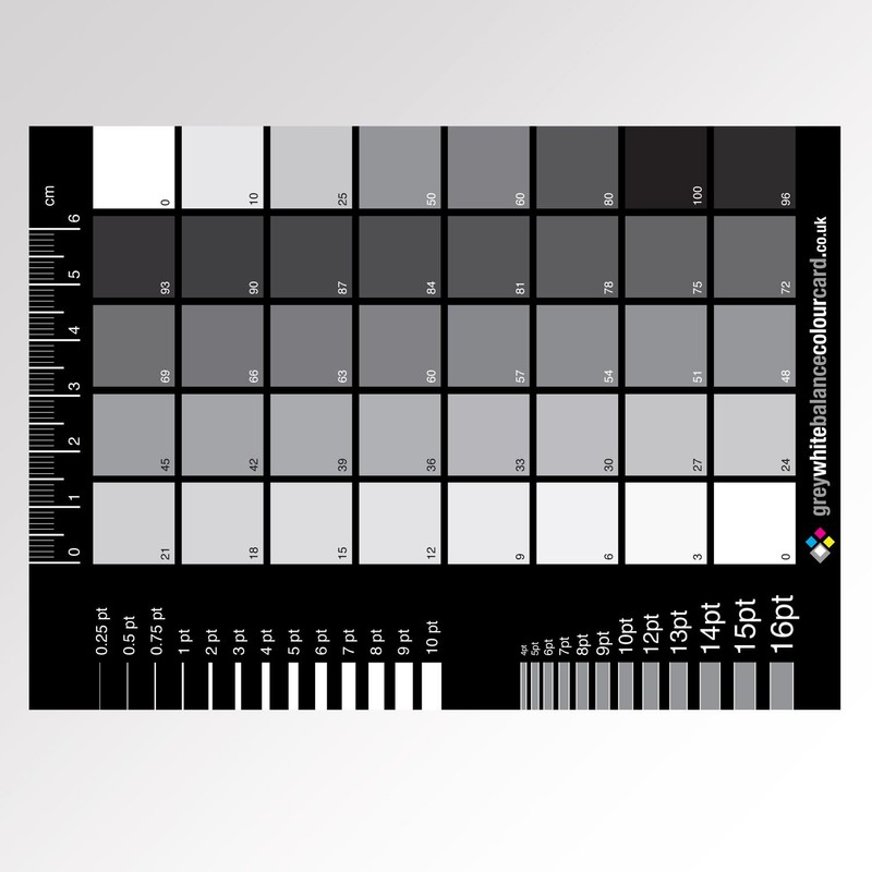 The CMYK Greyscale Card for Designers and Reprographics