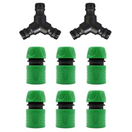 Garden Hose Connector, Quick Connector Kits - 6PCS Hose End Connector & 2PCS (3 Way) 1/2" Y Male Hose Connector Splitter Fitting for 1/2 inch Hosepipe End Quick Connector & Shunt