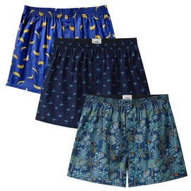 CINVIK Mens Boxers Organic Cotton for Men Pack Fun Boxer Underwear Loose Male Breathable Short Leg Boxers for Men Small Boxer Pineapple
