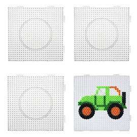 4Pcs Creative Beads Boards Sorting Game, DIY Beads Pegboard Frame Puzzle Bead Boards White Beads Fuse Beads Boards Plastic Fuse Beads Pegboards for Kids