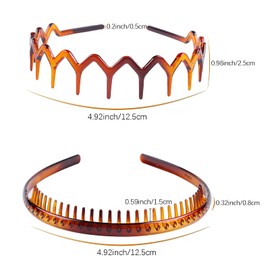 DonLeeving DonLeeving 4 Pcs Plastic Tooth Hair Comb Headband, Comfort Wavy Toothed Hairband, Hard Headbands for Women Men Girls, 4 Styles