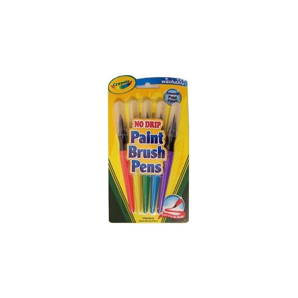 Crayola LLC : Paint Brush Pens, Washable, Nontoxic, 5/PK, Assorted -:- Sold as 2 Packs of - 5 - / - Total of 10 Each