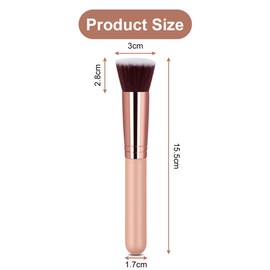 AOOWU Make Up Brush, Cosmetic Brush, Flat Top Foundation Brush for Face, Powder Brush, Makeup Brush & Accessories for Creamy, Powdery or Liquid Foundation (Rose Gold)