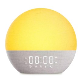 Sunrise Alarm Clock with Radio, White Noise Machine, Wake Up Light & Bluetooth Speaker, 25 Sleep Sounds, 18-Color Night Light for Bedroom, Heavy Sleepers, Kids, Baby