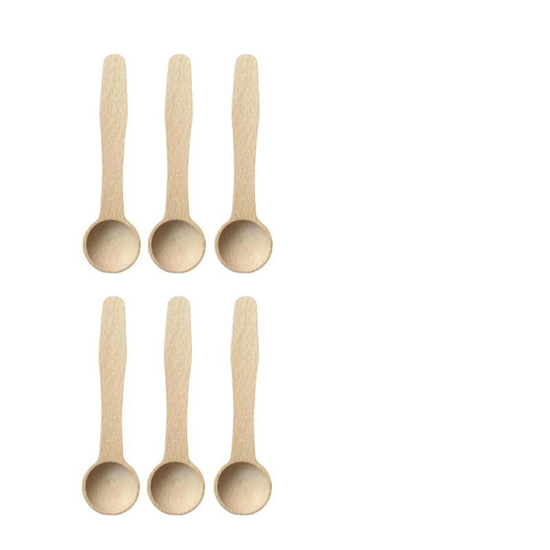 6 x Mini Wooden Spoons with Long Handle Small for
