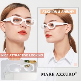 MARE AZZURO Stylish Reading Glasses Women Unique Readers 0 100 125 150 175 200 225 250 275 300 350 400 500 600 (White, 2.75)