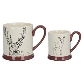 Creative Tops Into The Wild 'Little Explorers' Parent and Child Ceramic Printed Mugs - 'Stag and Fawn' (Set of 2)