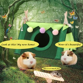 Guinea Pig Hideout,Hamster Accessories Include Hamster Hideout and 2 Toys,Guinea Pig Accessories for Bunny, Hamster, Chinchilla, Rabbit
