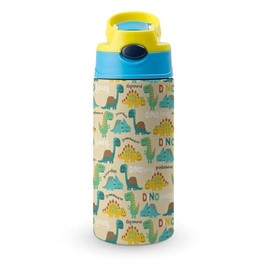 Linda botella de agua de dinosaurio para niños y niñas, botella de agua de acero inoxidable con aislamiento para niños, taza de agua para viajes, escu