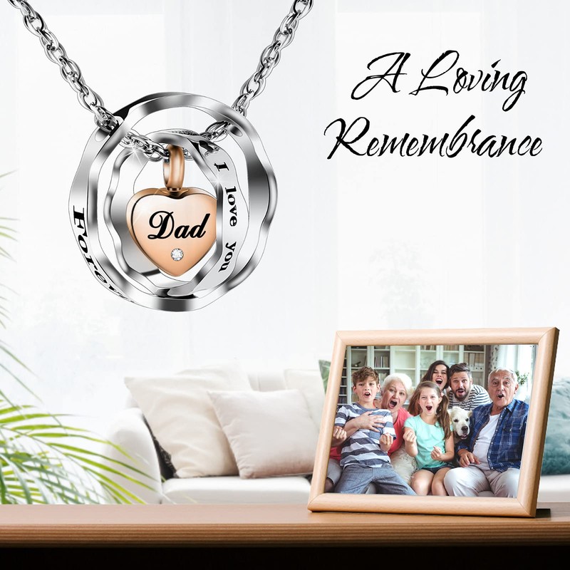 SOITIS Urn Necklace for Ashes Dad Stainless Steel Cremation Necklace