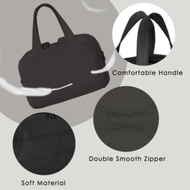 Travel Toiletry Bag, Puff Large Capacity Cosmetic Bag, Lightweight Wide Open Travel Bag for Women, Makeup Toiletry Bag Organizer with Handle for Accessories,Essentials. (Black)