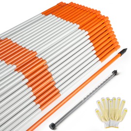 DGSL 200 PCS Driveway Markers, 48in Driveway Reflectors on Poles Orange Fiberglass Snow Stakes with Reflective Tape for Easy Visibility, with Protection Gloves and Drill Bit for Parking Lots, Walkways