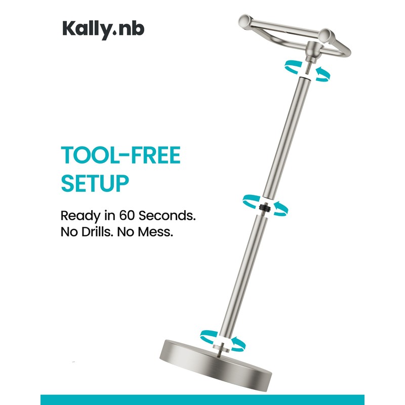 Brushed Nickel Toilet Paper Holder Stand, 4.82 lb Weighted Base,