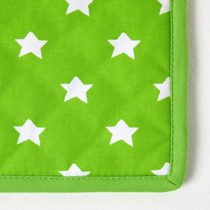 HOMESCAPES - Pure Cotton Pot Holder - Stars - Lime