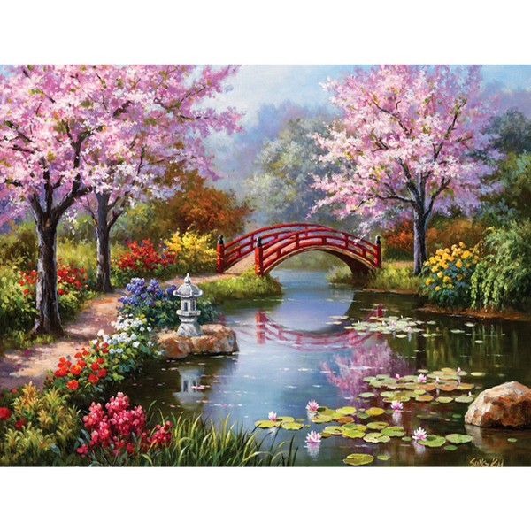 MWOOT DIY 5D Diamond Painting Kit, Full Diamond Paste Painting, Full Embroidery Painting for Home Wall Decoration (30 x 40 cm) - Spring Landscape