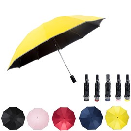 WULUN Automatic folding umbrella, reverse folding umbrella, reinforced 10 ribs, windproof umbrella, multi-layer UV protection, folding diameter 49.2 inches, yellow