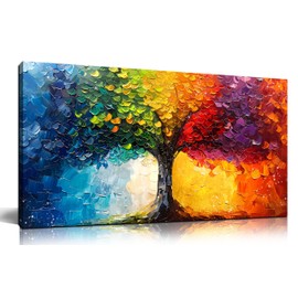 ZHAOSHOP Tree Wall Art for Living Room - Colorful Painting Wall Art for Bedroom - Home Office Decor Women Size 20" x 40"