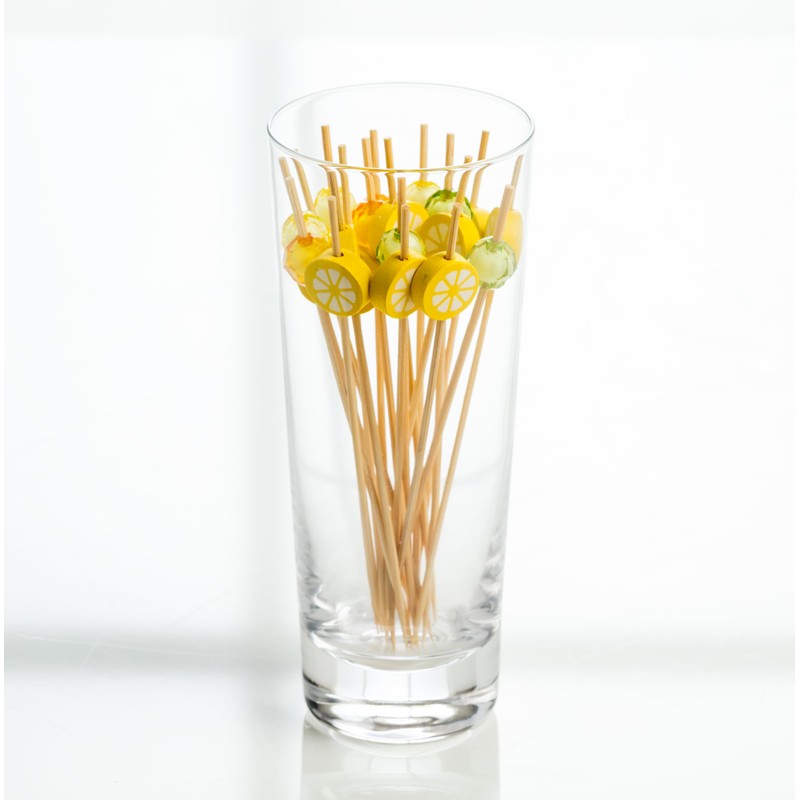 Abbott Collection Lemons Cocktail Picks. 100 Pieces - Bamboo/Wood, Natural/Yellow