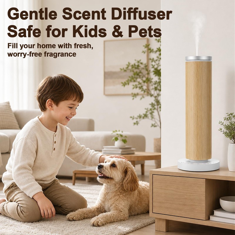 Waterless Essential Oil Diffuser, Wood Scent Diffuser with 5 Fragrance