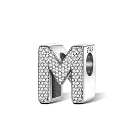 Tedit Letter M Charms with Cubic Zirconia 925 Sterling Silver Initial Charms for Bracelets and Necklace Alphabet Charms for Women Girls Birthday Charms