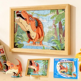 3D Wooden Puzzles for Kids Ages 4-6 Dinosaur Jigsaw Puzzles for Kids Ages 3-5 Preschool Educational Dinosaur Toys for Boy Girl Gifts