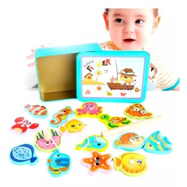 Fisher Juego Pesca Magnetico Didactico Iman Juguete Madera Bebe