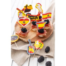 Spain Madrid Muffin Picks for Country Party Decoration and Theme Party Pack of 20