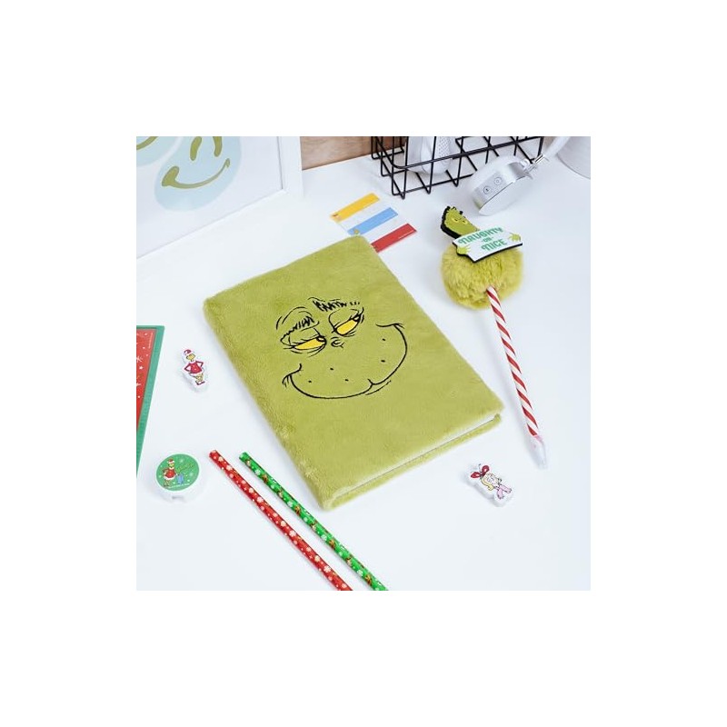 Fizz Creations The Grinch Fluffy Note Book. Festive Textured Notebook.