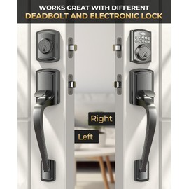 Mensarix Front Door Handle No Lock for Right & Left Handed Doors, Modern Exterior Door Handle with Reversible Lever, Lower Half Grip, Steel Gray