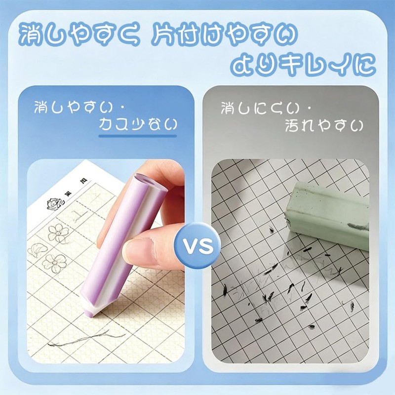 LANGWANG 鉛筆型消しゴム 5 個入り TPE 素材 かわいい鉛筆柄消しゴム、文房具、カラフルで使いやすい 消しカス少ない 子供用