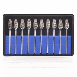 Airgoesin 10pcs Cutting Burs Drill Polisher Cutter Tungsten Carbide, 2.35mm HP Shaft Shank Plaster Alloy Acrylic Polishing Cleaning Grinding