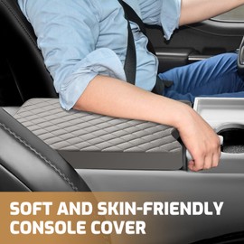 JHGFVC Center Console Cover for Ford F150 2015-2024 and F250 F350 F450 F550 2017-2024 with 40/20/40 Jump Seat Accessories, Leather Armrest Cover Pad Protection Seat Arm Rest Box Lid Accessories