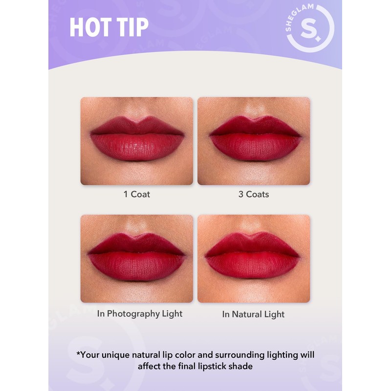 SHEGLAM Dynamatte Boom Waterproof Matte Lipstick Long Lasting Transfer Proof