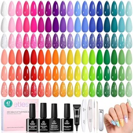Beetles - Juego de esmaltes de gel de verano, 36 colores, esmalte de uñas de gel neón brillante, rosa, naranja, rojo, verde, azul, 4 de julio, con 4 c
