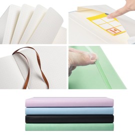 Bullet Dotted Journal - A5 Dotted Journal/Premium Hardcover Dotted Notebook with 120GSM Thick Paper, 172 Pages, Back Pocket, Elastic Banded, 2 Mark Ribbons, Green