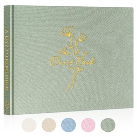 Lanpn Wedding Guest Book with 108 Blank Pages - Elegant Linen Hardcover Guestbook Wedding Reception for Sign in and Photos - Polaroid Guest Book for Wedding Bridal Shower Baby Shower (Sage Green)