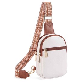Telena Small Sling Bag for Women Vegan Leather Fashionable Fanny Pack Crossbody Bags for Women Chest Bag for Travel Sling Purse - Color: Beige