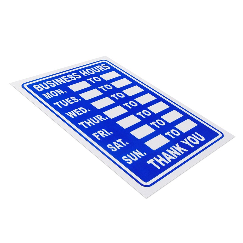 3 x Business Hours Sign Blue High Contrast Opening Closing
