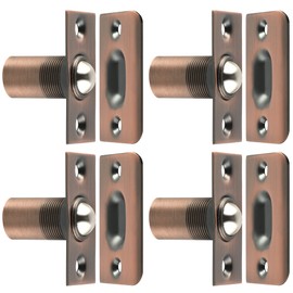 Alise Door Ball Catch,Drive in Ball Catches with Strike Plate for Closet Doors,Adjustable Tension Ball Latch Hardware,Brass and Stainless Steel Red Bronze Finish,Pack of 4