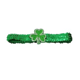 nqyuo St.Patrick's Shamrock Sequin Headband Green Clover Hair band Irish Headwear NDSP04 (Green Clover), One Size