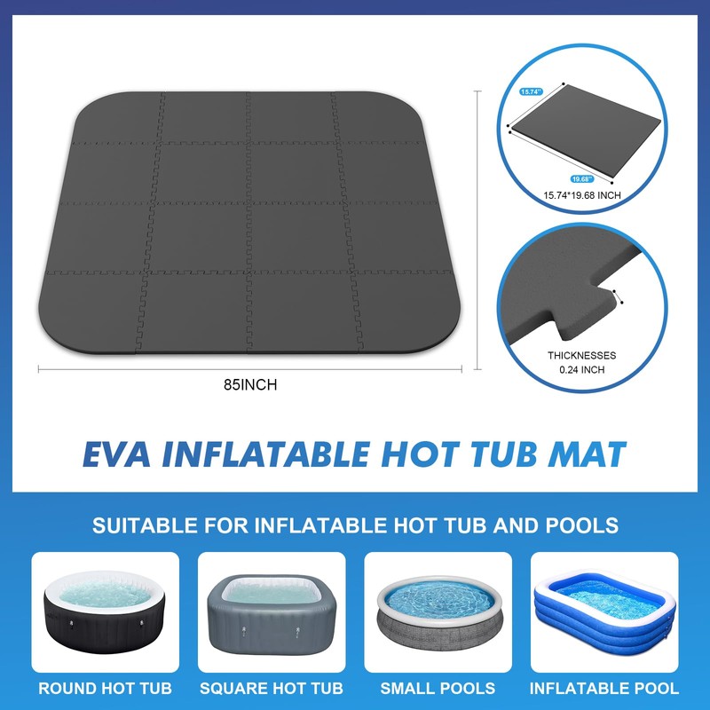 AFFLUENT 85IN 1/4" 6MM Thickness Inflatable Hot Tub Mat for