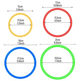 Pack of 24 Plastic Toss Rings for Ring Toss Game, Indoor, Outdoor, Children's Target Practice Games, Carnival Party Favour Games, Carnival, Garden (4 Sizes)