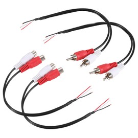 Greluma 4pcs Double RCA Male and Double Female to Bare Open End Cable RCA Adapter Male and Female to 2 Pin Pigtail Cable for Amplifier Speaker