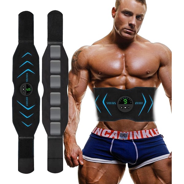 COODAY EMS Training Device, Abdominal Muscle Trainer, USB Rechargeable, LCD Display, Men Women, Portable Muscle Stimulator, 6 Modes & 9 Intensities, Abdominal Trainer Training Gear