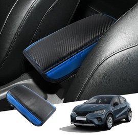 GAFAT Renaul-t Captur 2 2020-2023 2024 Centre Armrest Cover, Centre Console Armrest Protection, Armrest Covers, PU Leather Padding, Compatible with Renault Captur 2 Accessories (Blue)