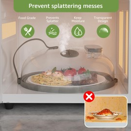 Microwave Splatter Cover with Water Steamer for Food - 10 Inch Steam Microwave Splatter Guard with Handle Plate Covers for Heating Food Splash Oven Lid with Built in Steamer-2PAC