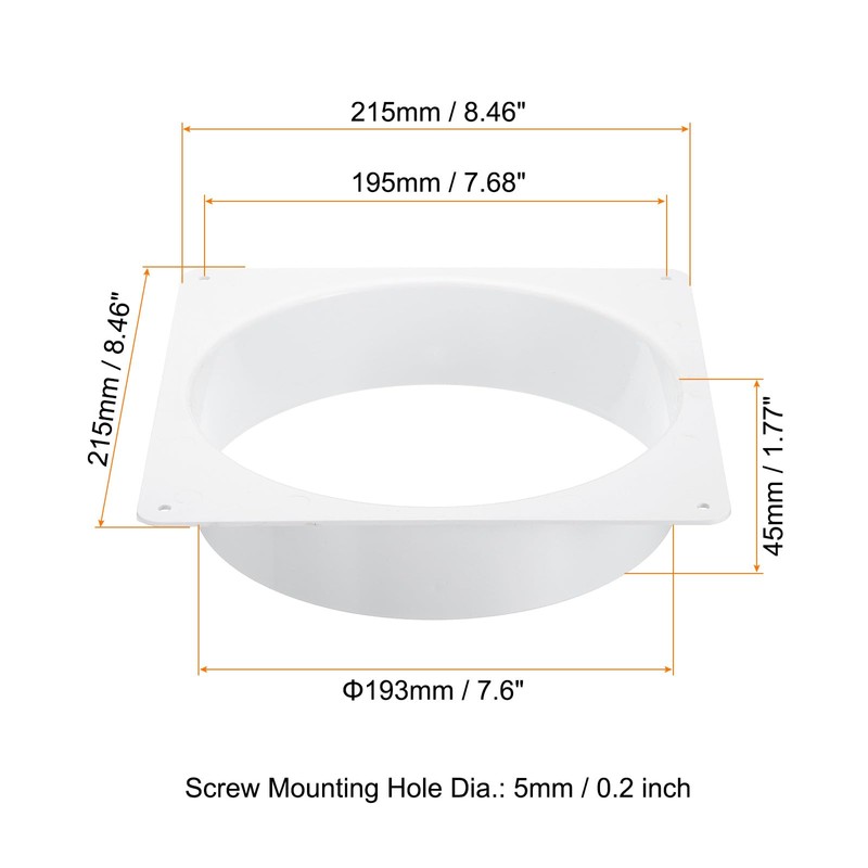 PATIKIL 8" Duct Connector Flange, Dryer Vent Wall Plate Square